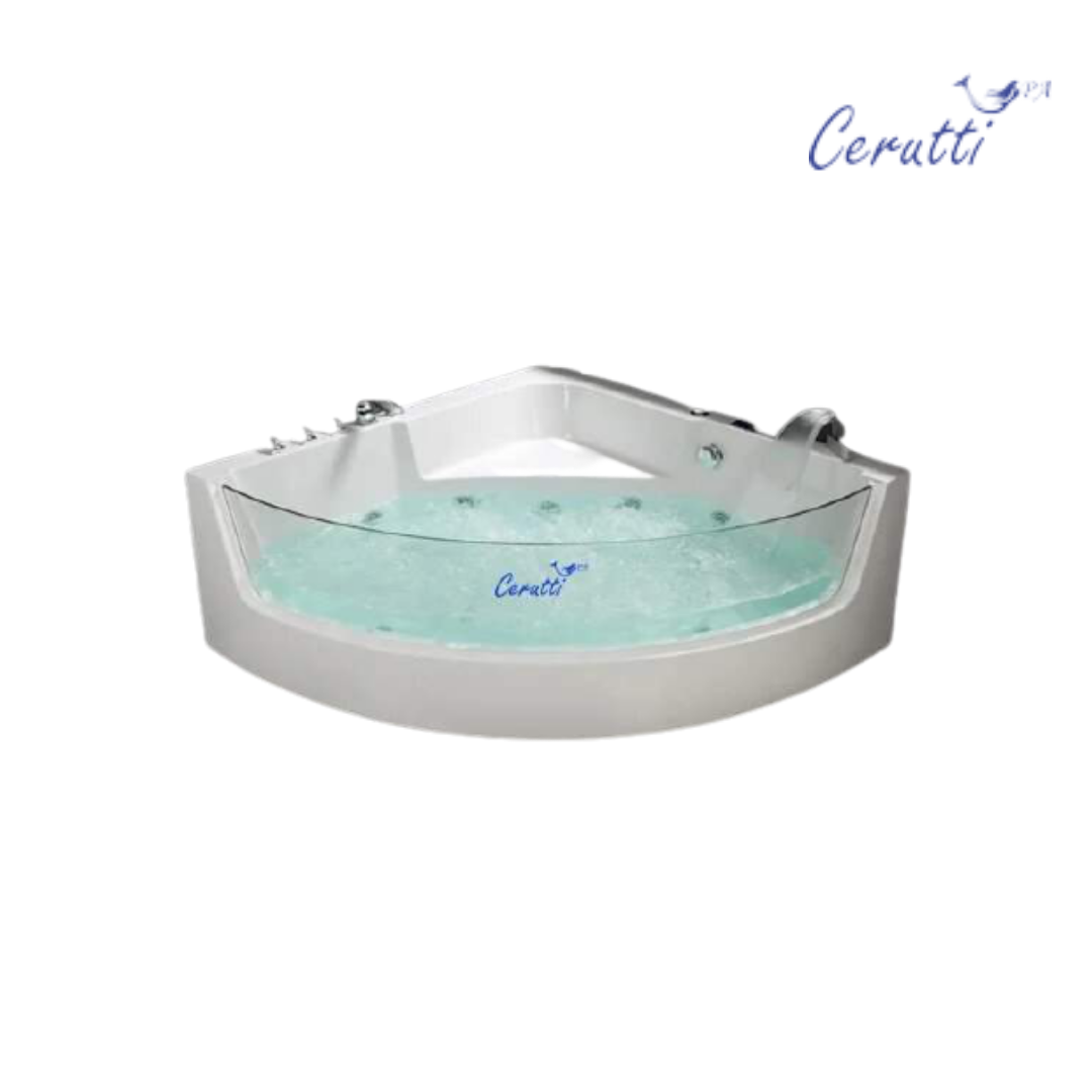Гидромассажная ванна CeruttiSPA C-401 с  аэромассажем и цветной подсветкой, угловая 150х150 см