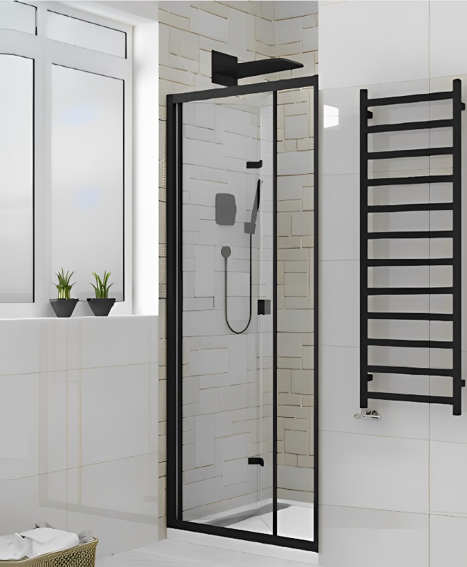 Дверь в нишу CeruttiSPA BELLA D101B, раздвижная, 100х195 см, черный профиль