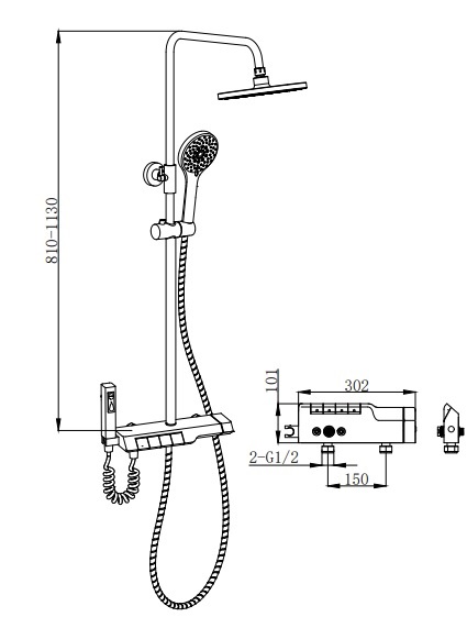 Душевая стойка Cerutti SPA VETTORRE TS хром с термостатом BM9650