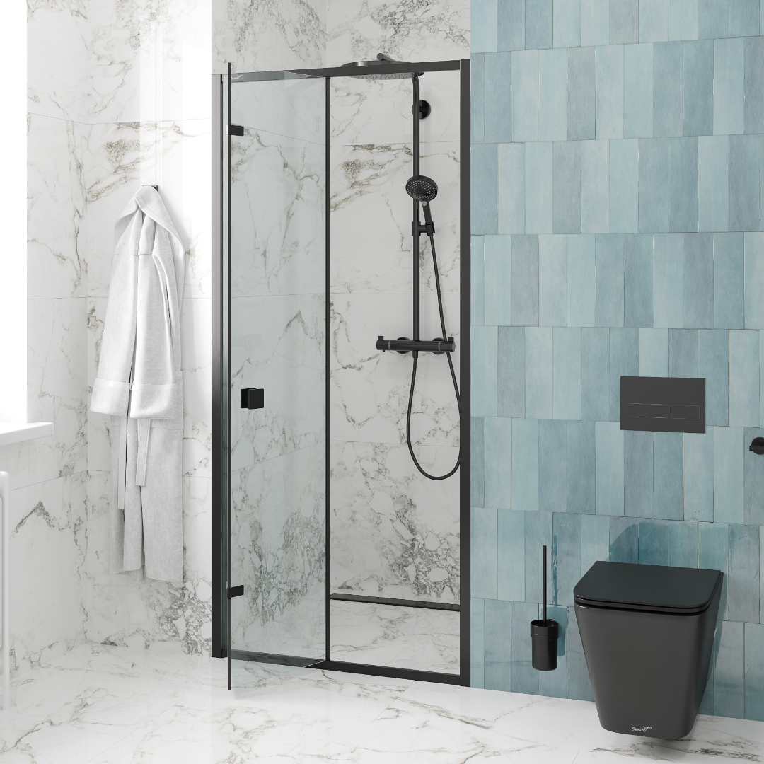 Дверь в нишу CeruttiSPA BELLA D81B, раздвижная, 80х195 см, черный профиль