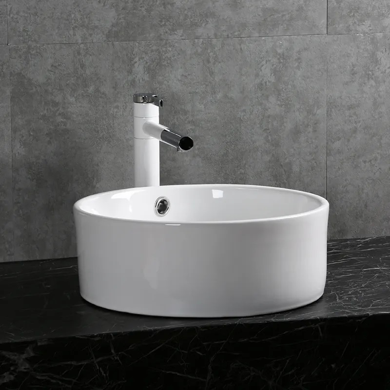 Раковина накладная Ceruttispa CR7022 круглая, с переливом, белая, 42х42х17 см