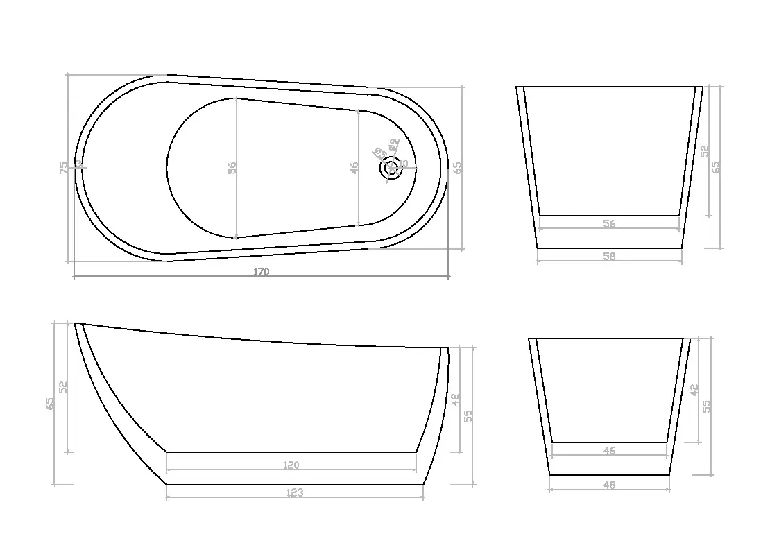 Отдельностоящая акриловая ванна Cerutti SPA Viva 9127 без гидромассажа