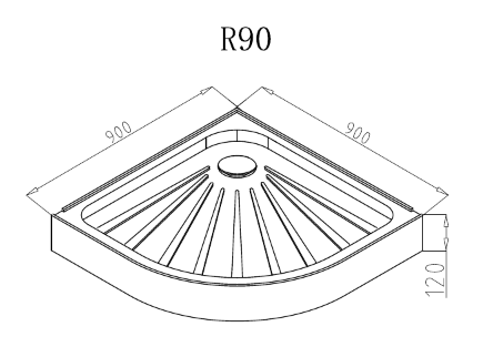 Душевой поддон полукруглый CeruttiSPA R90 белый 90х90х12 см