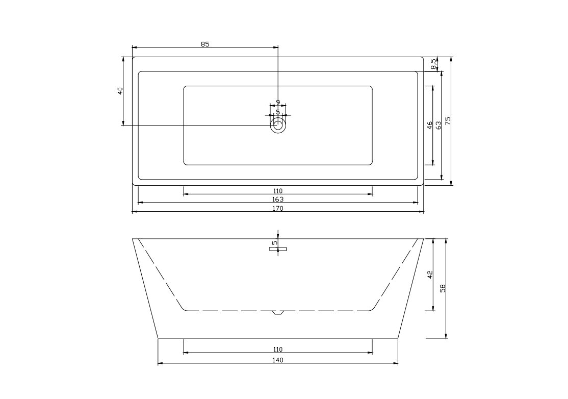 Отдельностоящая акриловая ванна Cerutti Spa ЛУГАНО LUGANO 9344 без гидромассажа