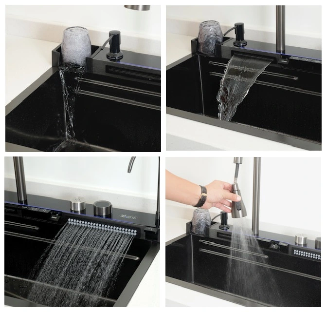 Многофункциональная кухонная мойка CeruttiSpa GLORIA II nano black (серая) из нержавеющей стали (750х460х230)