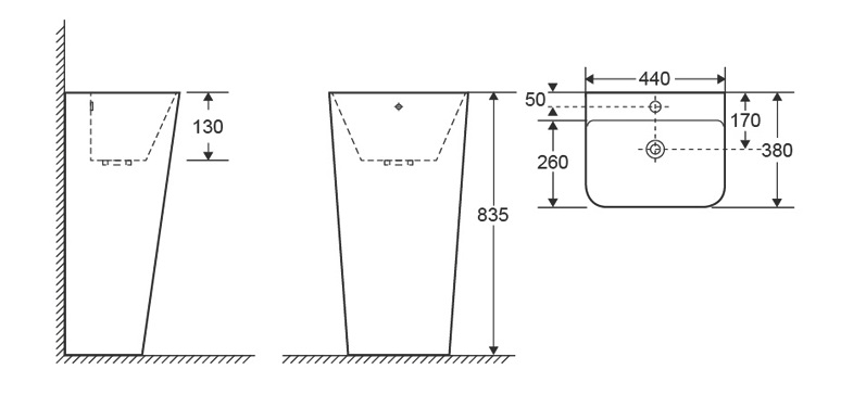 Раковина напольная Ceruttispa SANDRA белая, литая с пьедесталом 44х38х83.5 см