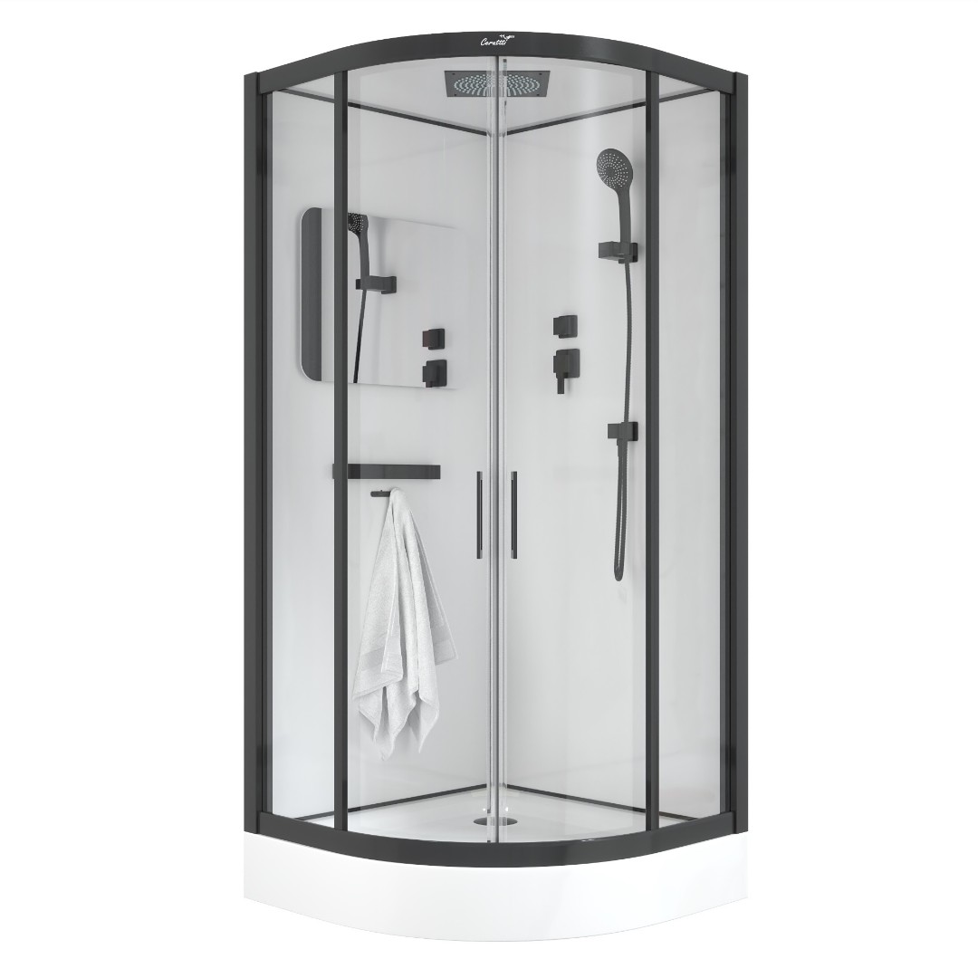 Душевая кабина Ceruttispa Viva91B, тропический душ, закрытая, 90х90х215