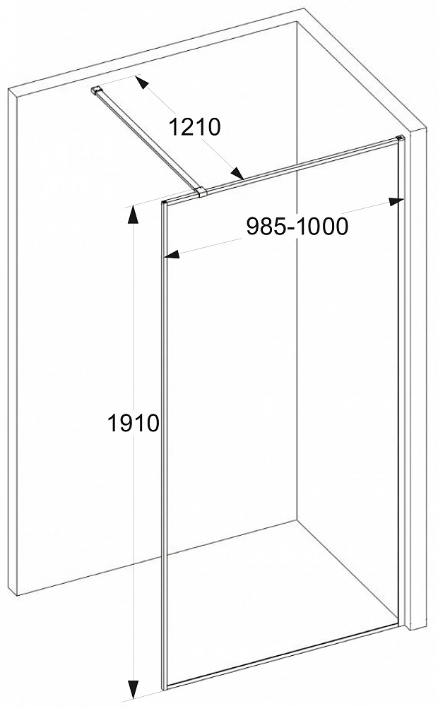 Душевое ограждение Ceruttispa STRIP T100 (100x190), стекло 6 мм, волна