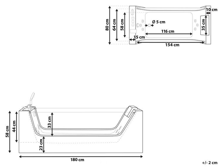 Гидромассажная ванна CeruttiSPA C-453A (180х80см) с  аэромассажем и цветной подсветкой