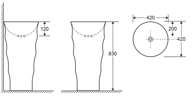 Раковина напольная Ceruttispa Alessia белая, литая с пьедесталом 42х42х83 см