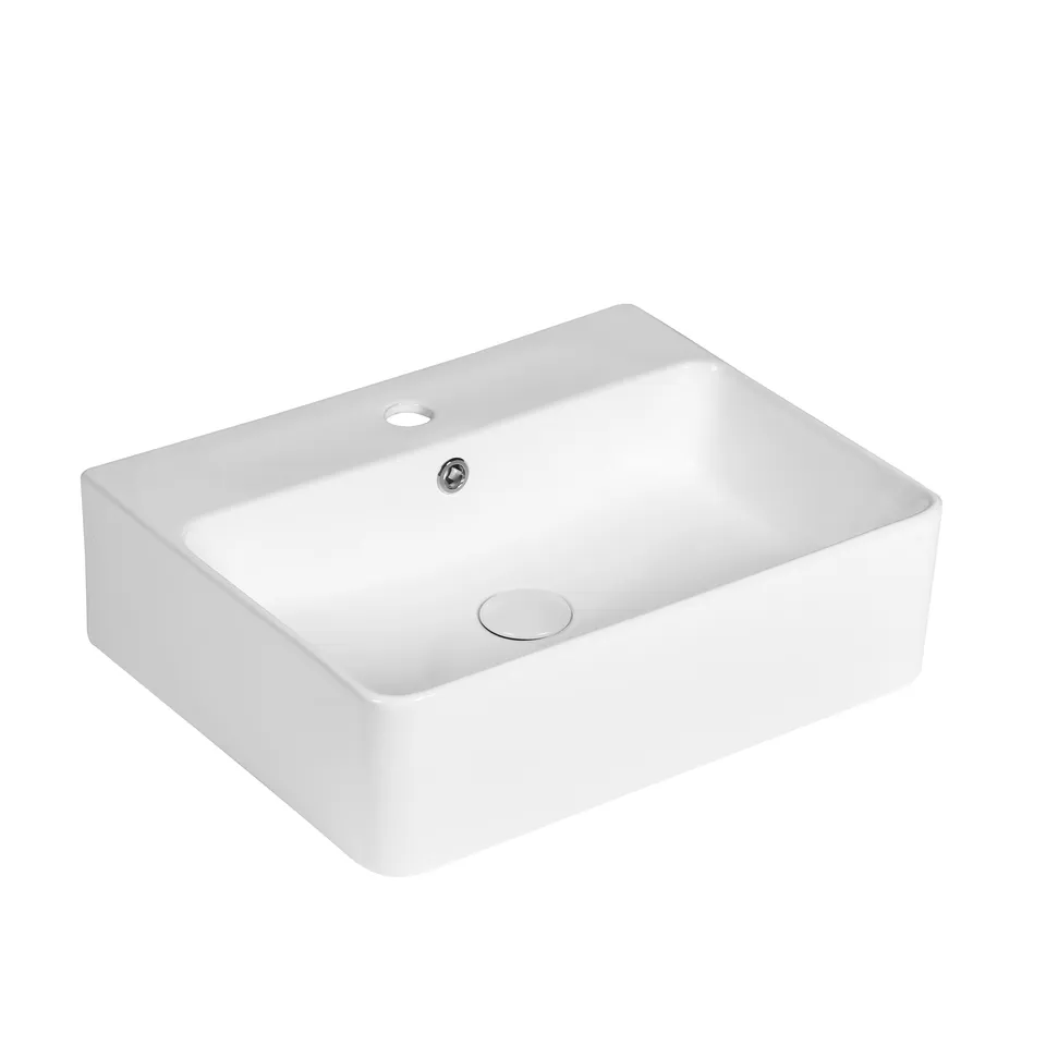 Раковина накладная Ceruttispa CR0094 прямоугольная, белая, 52х42х15 см, с отверстием под смеситель