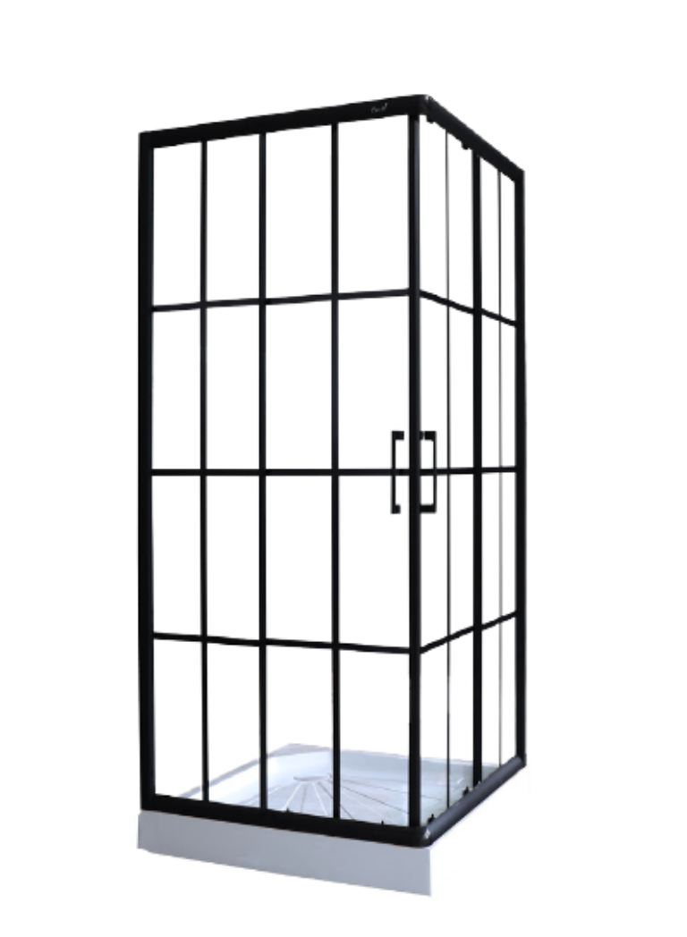 Душевое ограждение Ceruttispa Muza90, 90x90 см, без поддона, черный профиль и рисунок