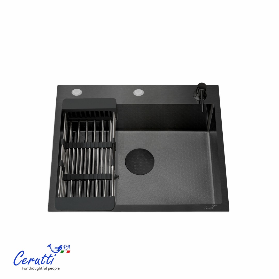 Мойка кухонная GLORIA50B nano black (графит) из нержавеющей стали, 50х50х22 см