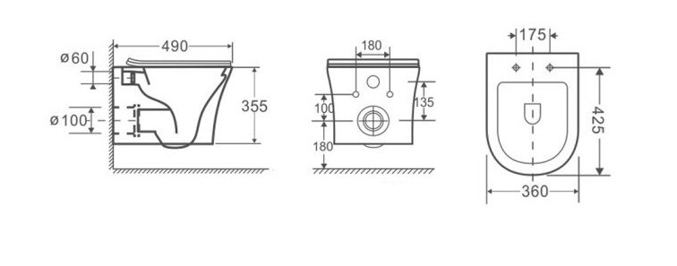 Унитаз подвесной Cerutti SPA ADIGE Aria MW CT9245 белый матовый безободковый