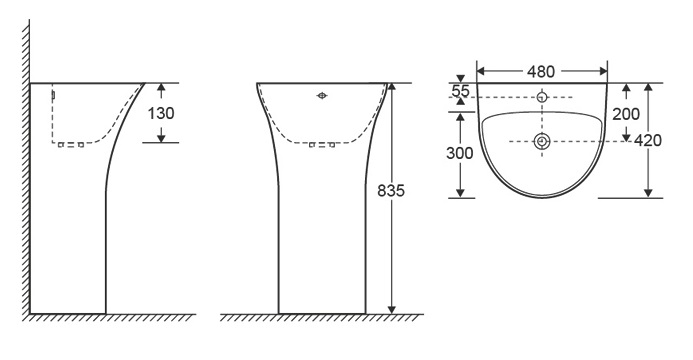 Раковина напольная Ceruttispa Simona белая, литая с пьедесталом 44х42х83.5 см