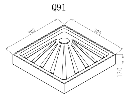 Душевой поддон квадратный CeruttiSPA Q91 белый 90х90х15 см