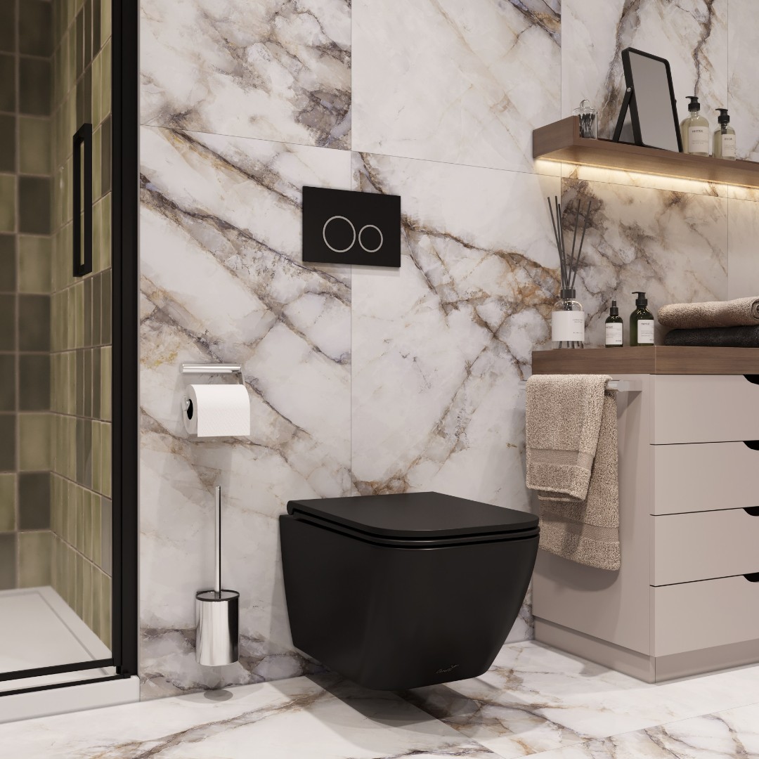 Унитаз подвесной CeruttiSPA MIMI Aria MB 8920 матовый черный безободковый