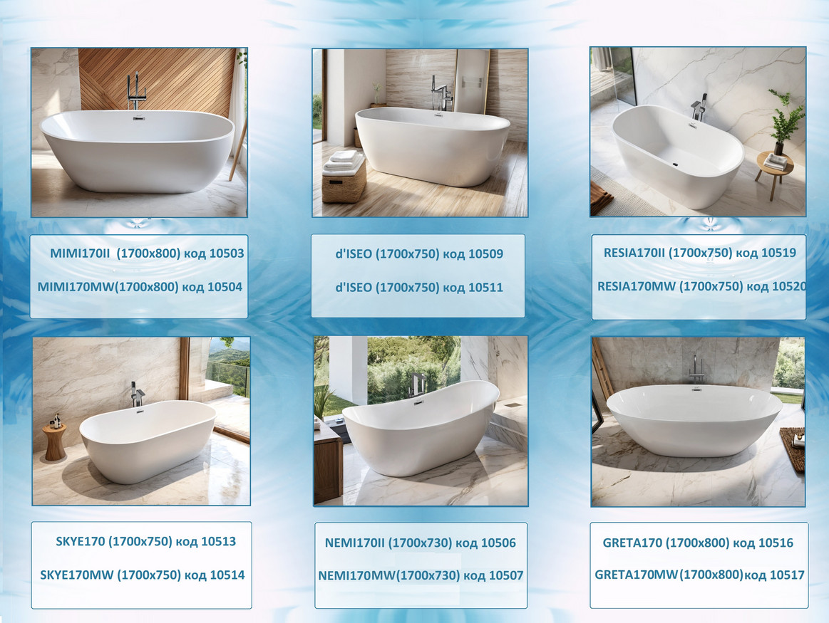 Отдельностоящая акриловая ванна Cerutti SPA Resia 170 II без гидромассажа