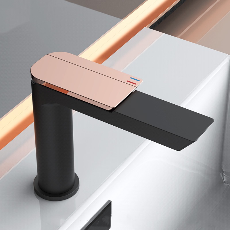 Смеситель для раковины BOCH MANN COMO BG BM10784, цвет ЧЕРНЫЙ, ручка цвет ЗОЛОТО