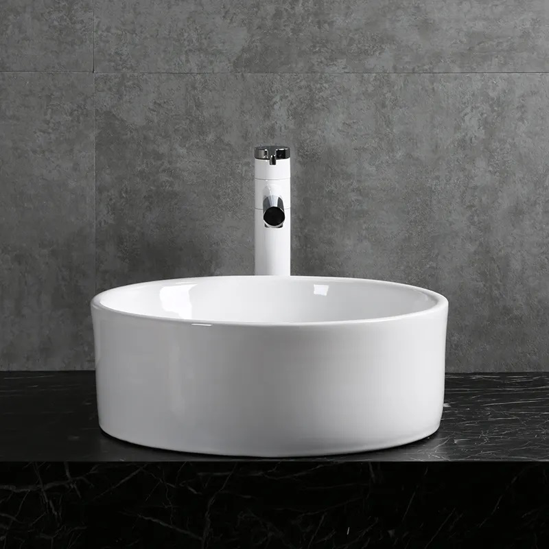 Раковина накладная Ceruttispa CR7022 круглая, с переливом, белая, 42х42х17 см