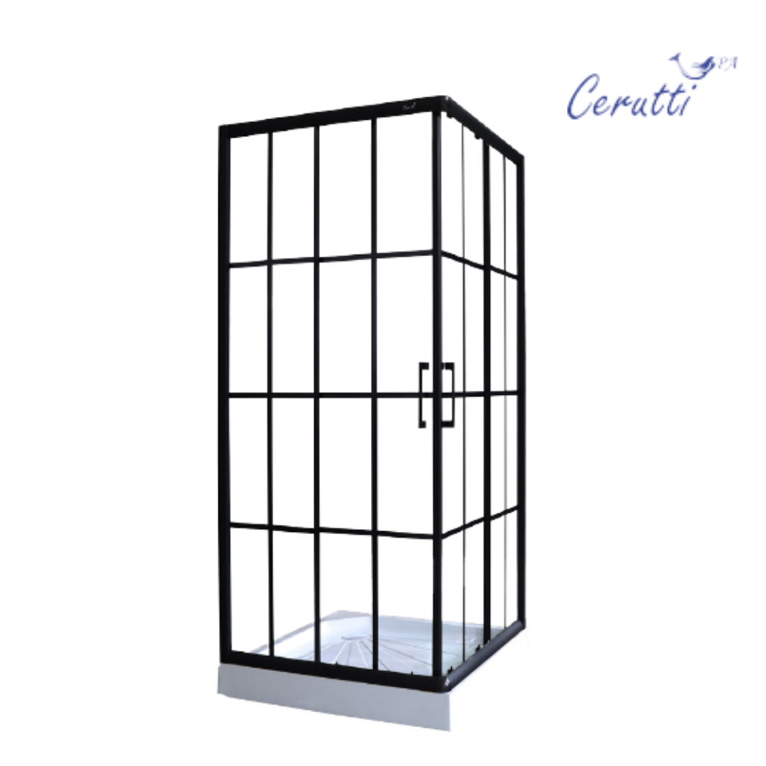 Душевое ограждение Ceruttispa Muza90, 90x90 см, без поддона, черный профиль и рисунок