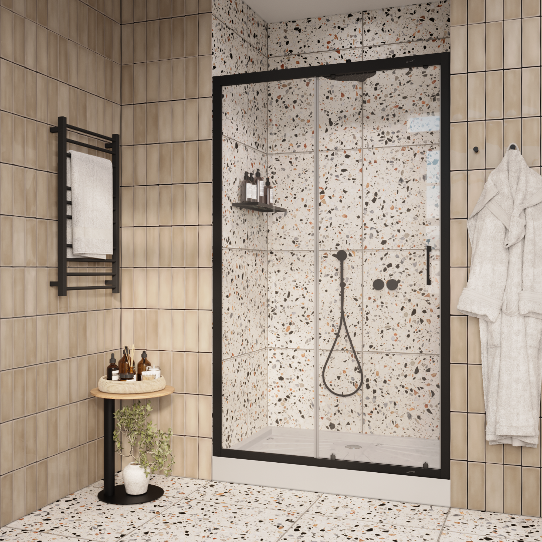 Дверь в нишу CeruttiSPA Gloria D120B, раздвижная, черный профиль, 120х195 см