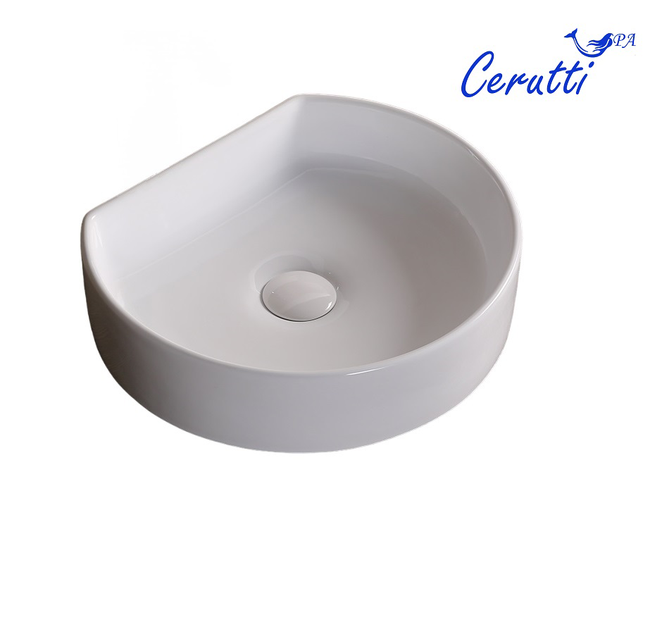Раковина накладная Ceruttispa CR7088 полукруглая, белая, 40х35х10 см