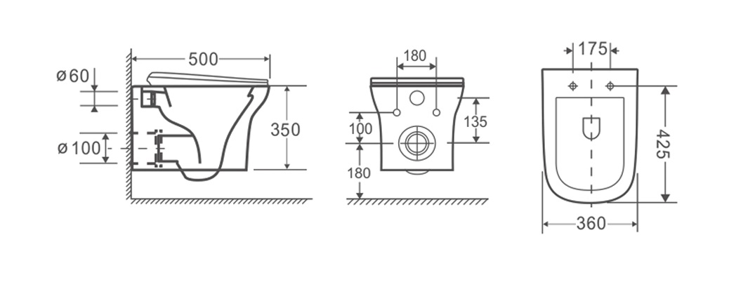 Унитаз подвесной Ceruttispa AMI Aria CT8780 безободковый, белый