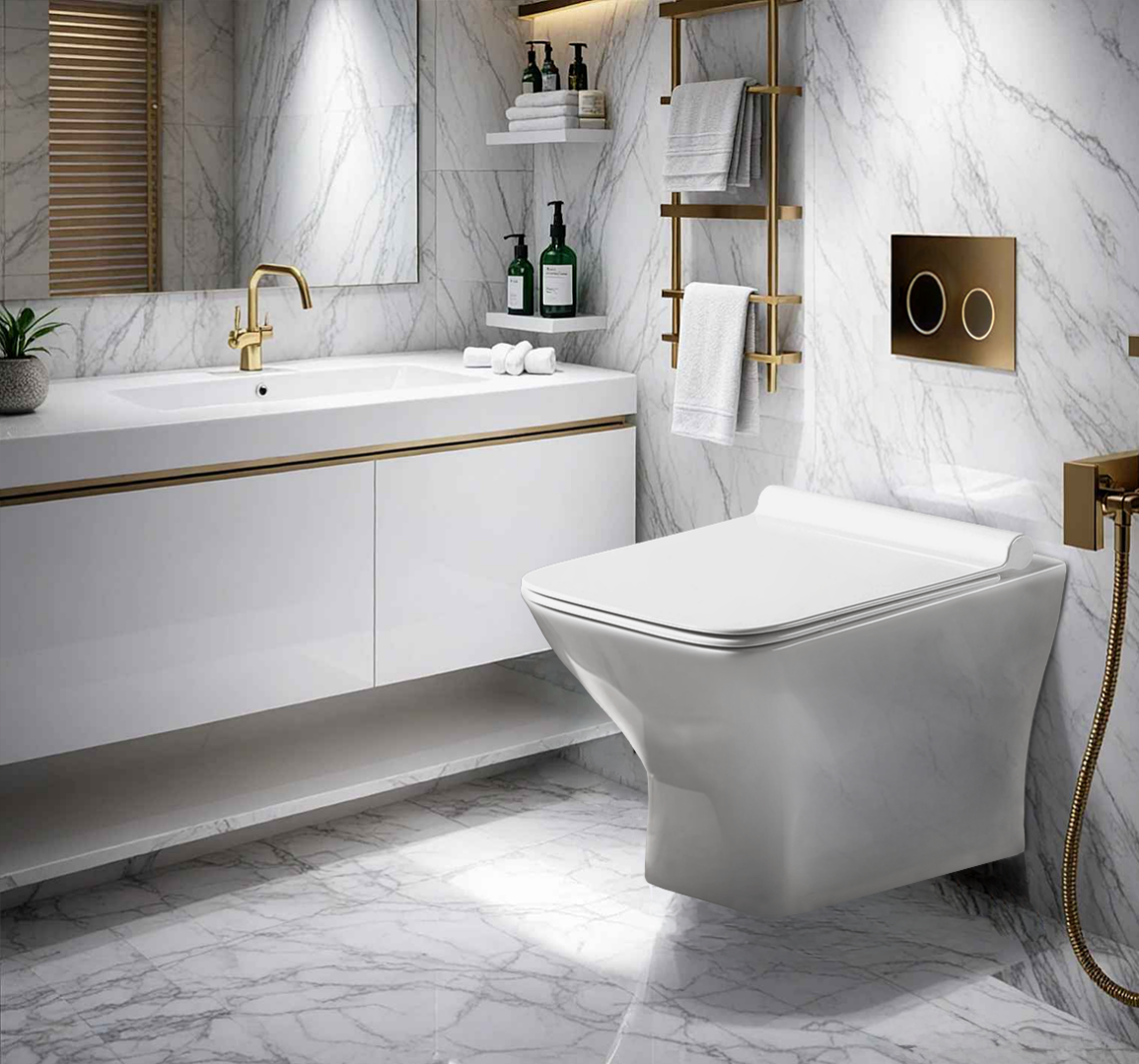 Унитаз подвесной Cerutti SPA ELLERO Aria PP CT10481 безободковый