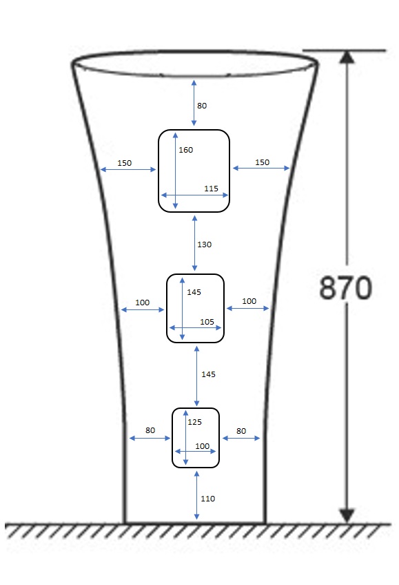 Раковина напольная CeruttiSPA Adelina белая, литая с пьедесталом 45х45х88 см