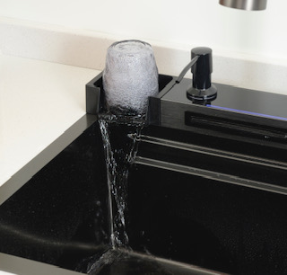 Многофункциональная кухонная мойка CeruttiSpa GLORIA II nano black (серая) из нержавеющей стали (750х460х230)