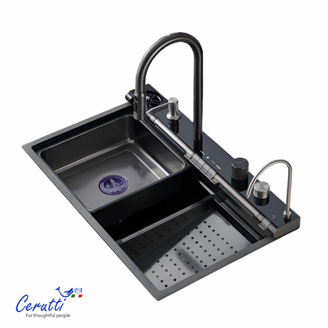 Многофункциональная кухонная мойка CeruttiSpa GLORIA Pro nano black (графит) (750х460х230)