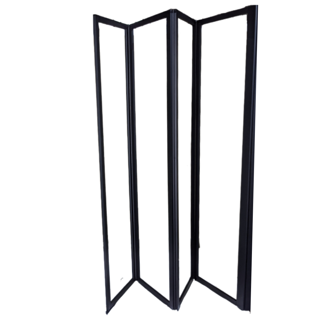 Шторка для ванны CeruttiSPA Bouna-B, четырехсекционная, черный профиль, 130х140 см