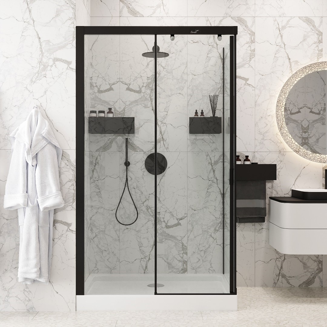 Душевое ограждение Cerutti SPA MARBELLA 120B L, 120х80 см, без поддона, в левый угол, черный профиль