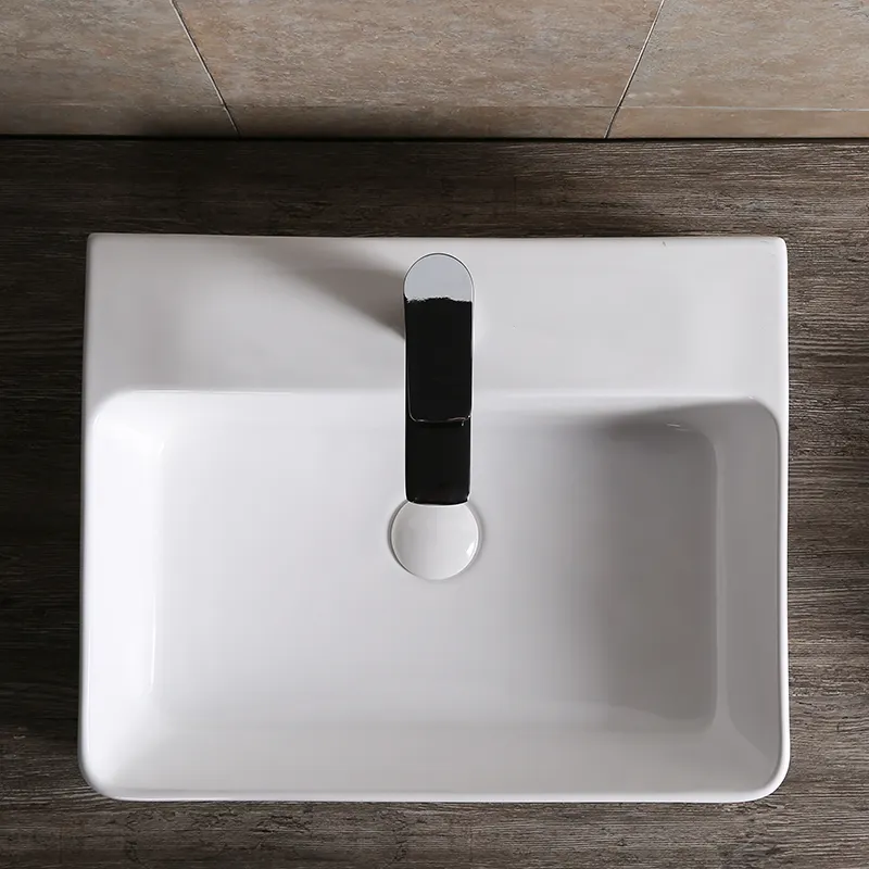 Раковина накладная Ceruttispa CR0094 прямоугольная, белая, 52х42х15 см, с отверстием под смеситель