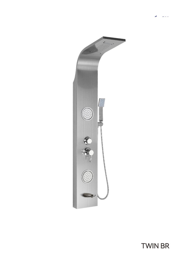 Душевая панель Ceruttispa TWIN BR CT9988 с гидромассажем, цвет матовая нержавеющая сталь, 150х22 см