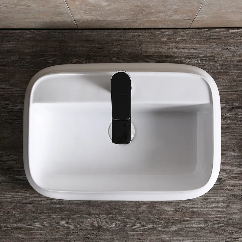 Раковина накладная Ceruttispa CR0061 прямоугольная, белая, с отверстием под смеситель, 53х37х13,5 см