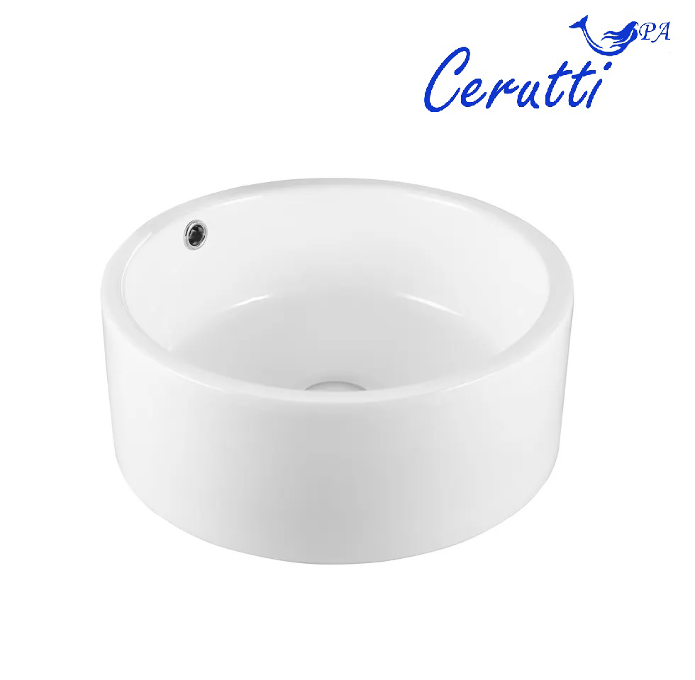 Раковина накладная Ceruttispa CR7022 круглая, с переливом, белая, 42х42х17 см
