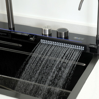 Многофункциональная кухонная мойка CeruttiSpa GLORIA II nano black (серая) из нержавеющей стали (750х460х230)