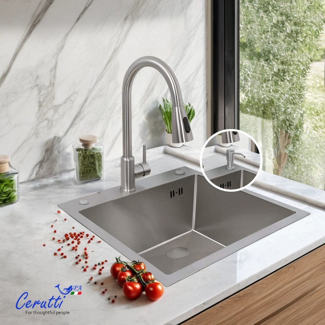 Мойка кухонная GLORIA50 nano embos (матовый хром) из нержавеющей стали, 50х50х22 см