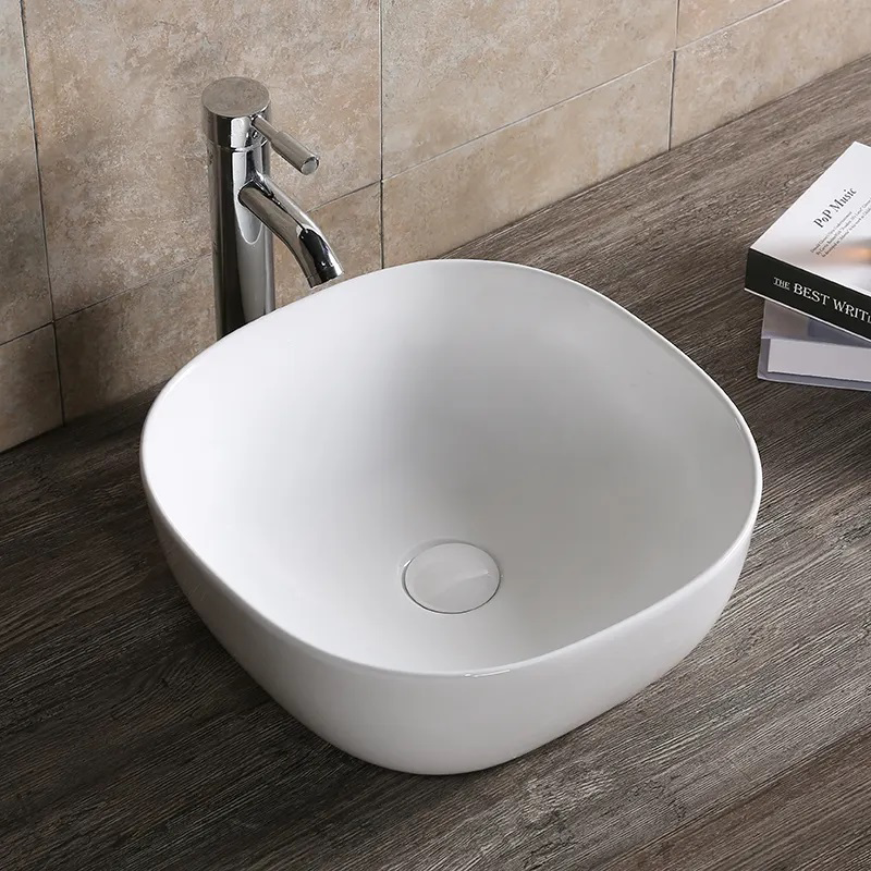 Раковина накладная Ceruttispa CR0077 квадратная, белая, 41х41х14,5 см