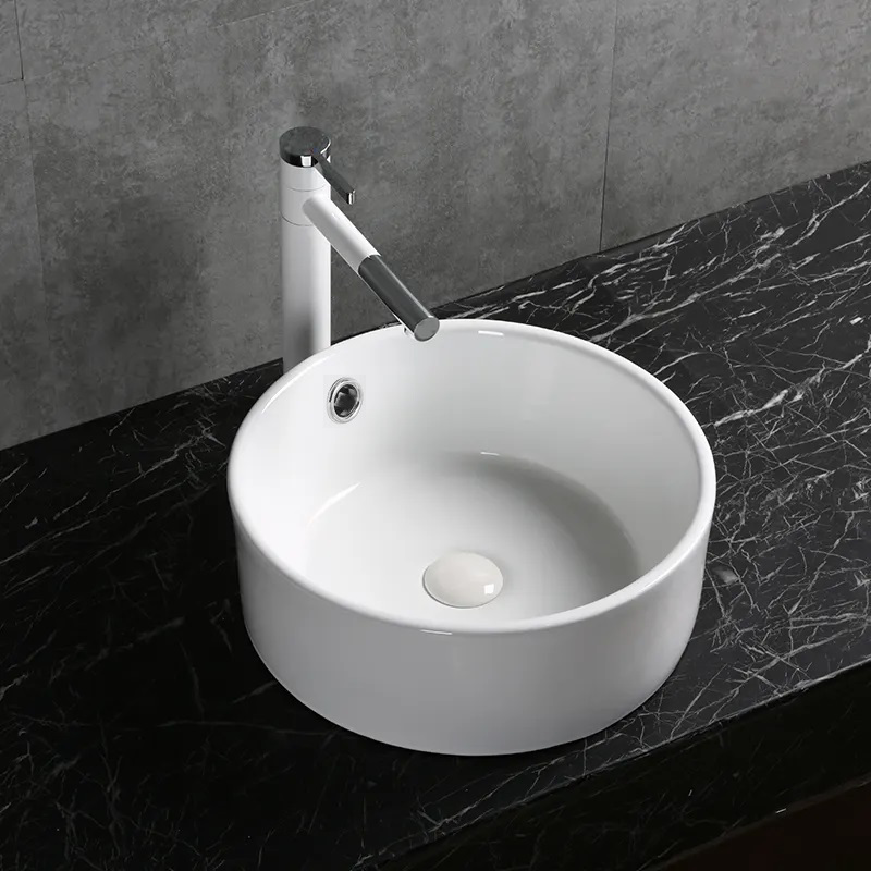 Раковина накладная Ceruttispa CR7022 круглая, с переливом, белая, 42х42х17 см