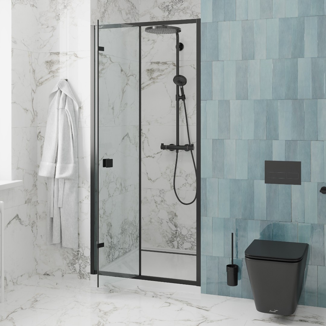 Дверь в нишу CeruttiSPA BELLA D81B, раздвижная, 80х195 см, черный профиль