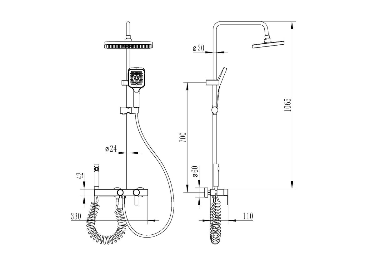 Душевая стойка Ceruttispa ALFIO цвет графит, 11414