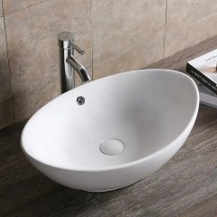 Раковина накладная Ceruttispa CR7027 овальная, лодочка, с переливом, белая, 59х38,5х19,5 см