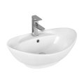Раковина накладная Ceruttispa CR7003 овальная, с переливом, с отверстием под смеситель,, белая, 60х39,5х22 см