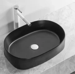 Раковина накладная Ceruttispa CR2691 черная матовая, овальная, 56х39х14