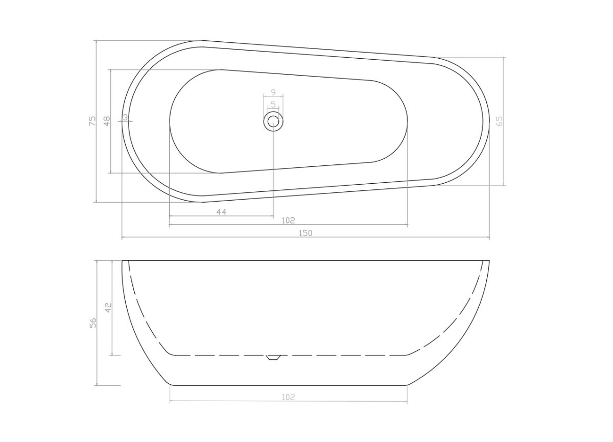 Отдельностоящая акриловая ванна Cerutti SPA MiMi 150 CT11289 без гидромассажа
