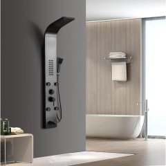 Душевая панель Ceruttispa VICTORIA BK с гидромассажем, цвет черный, 150х22 см