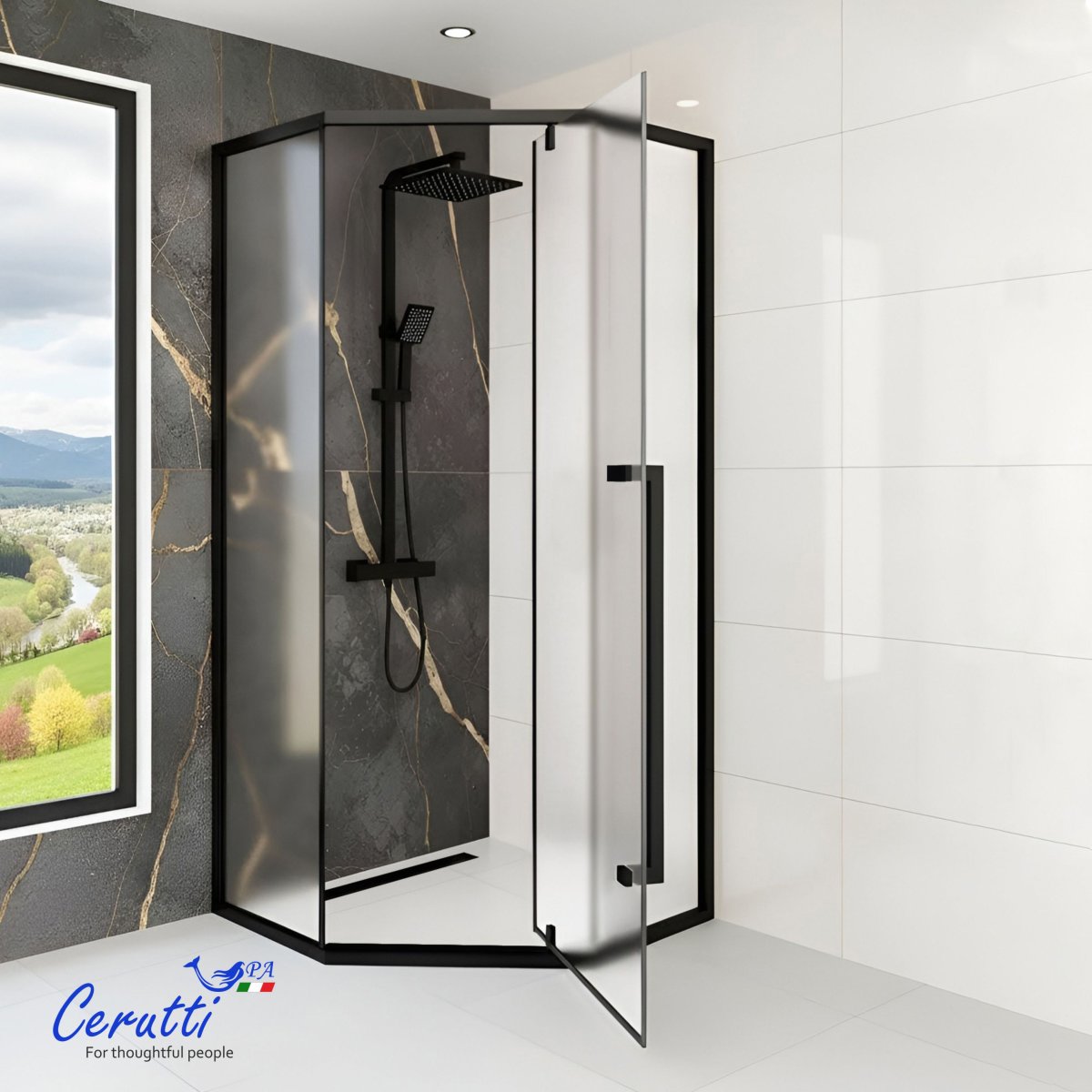 Душевое ограждение Cerutti SPA C3AF R, 90x90 см, без поддона, матовое стекло 5 мм
